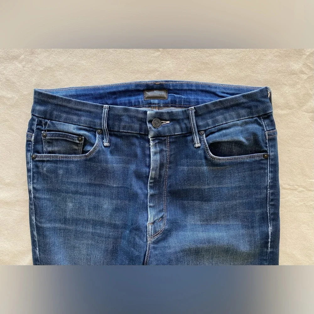 Mother The Looker High Waist Ankle Fray NightOwl Dark Wash Women's Blue Jeans 30 - Picture 10 of 12